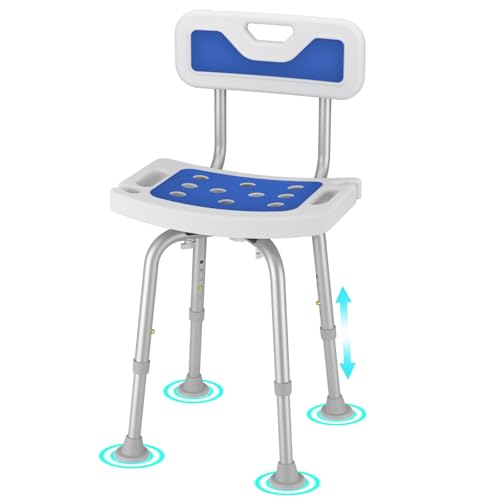 Shower Chair for Seniros Elderly Handicap Disabled Bariatric Adults or Women with Back, Bench Seat for Inside Shower stall and Bathroom Bath Tub Seats Adjustable Small Stool Heavy Duty 500 lbs Chairs