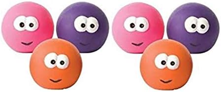 GoodBoy 6 Pack Latex Face Balls Big Eyes Dog Puppy Squeaky Toy 7 cm
