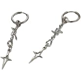 Gothic Punk Spike Earrings Pendant Star Earrings Long Silver Earrings Simple Style Hoop Earrings For Women y2k Earrings Christmas New Year Jewelry Gift for Women -A