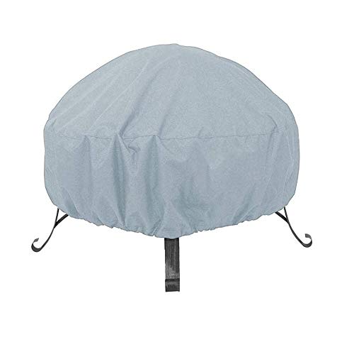 MeteorFlying Round Fire Pit Cover Garden Patio Protective Cover Breathable Waterproof Dustproof Heavy Duty Furniture Covers for Stove (122x46cm, Grey)