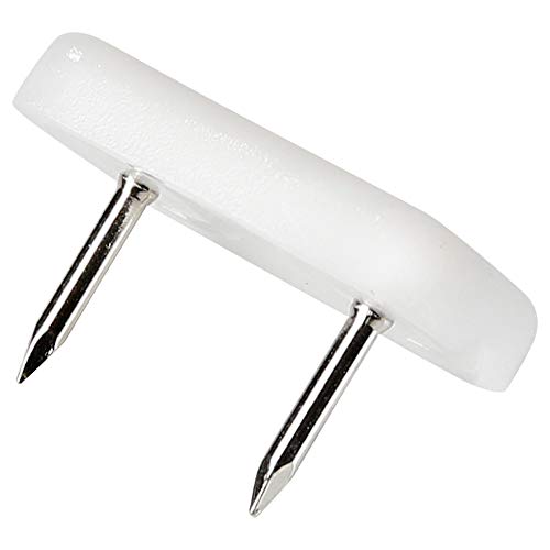Adsamm® / 100 x Glides in plastic with nail | 0,71 x 1,18 (18x30 mm) | white | angular | Premium quality furniture sliders with nail by Adsamm®