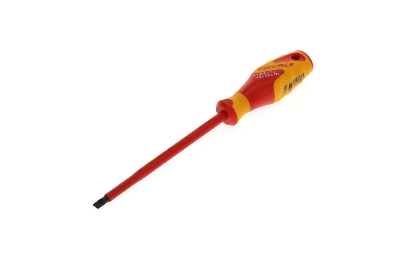 GEDORE VDE Screwdriver slotted, Screwdriver 1000 V insulated, Electric, Length 295 mm, Tool, VDE 2170 8, Steel