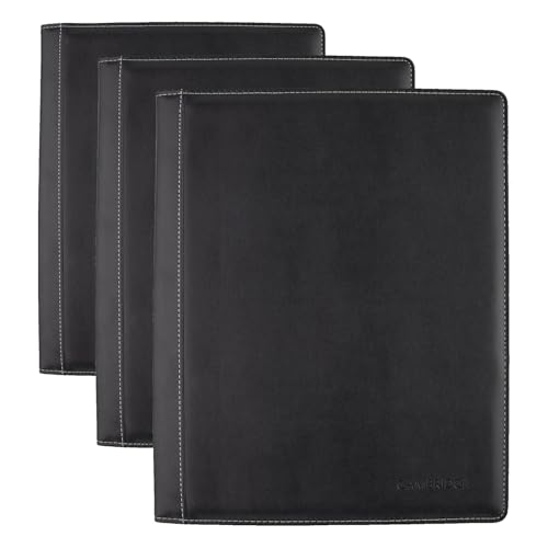 Cambridge Limited Business Notebook, 8-1/2" x 11", 50 Sheets, NoteTaker Portfolio and Refillable Notebook with 5" x 8" Notepad and Business Card Pocket, Zipper Mesh Pocket, Black (06126) (Pack of 3) Image