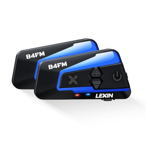 LEXIN B4FM Motorrad Bluetooth Headset, Helm Intercom, Kommunikationssystem für bis zu 10 Motorräder mit 2000m Reichweite, Motorradhelm Gegensprechanla
