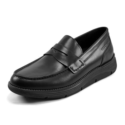 Rockport Men’s Liam Penny Loafer, Black Leather, 11.5 Wide