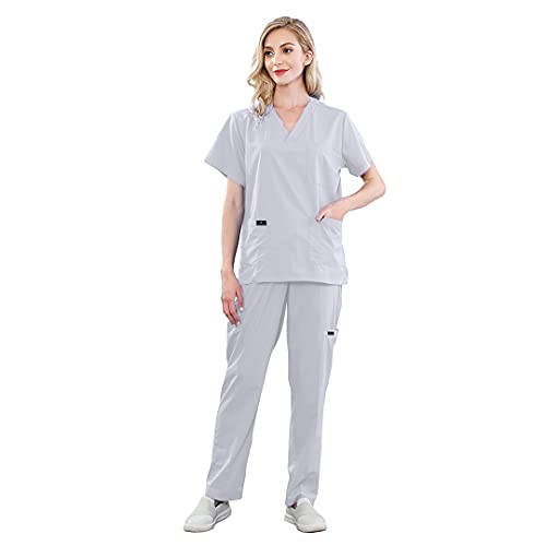 Women's Scrubs Medical Set Nursing Scrubs Top and Pant (S-2XL