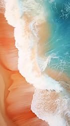 Blue White Waves and Orange Beach Pattern 10x14