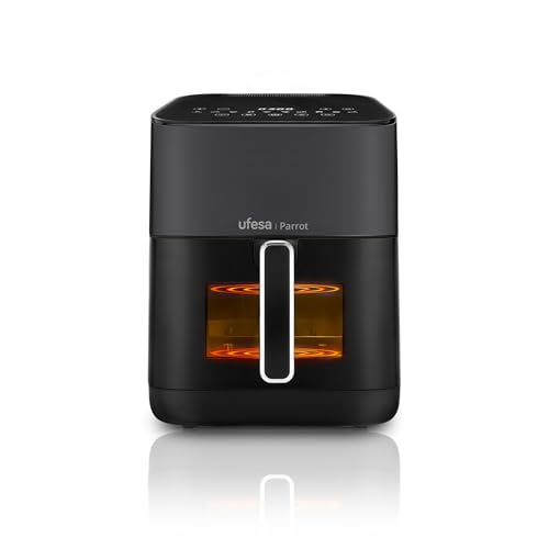 Ufesa Parrot, Air Fryer, Double Resistance with Steam, 6 L, 1800 W, 10 Pre-Programmed Programs, Window and Interior Light, Recipe Book Included