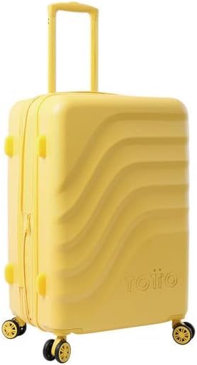 - Valigia Rigida Media, Modello Bazy+, 43,5 x 69 x 26 cm, Capacità 64 L, Espandibile, Resistenza agli Urti, Ruote 360º, Maniglia Telescopica, Cinghie Interne, Lucchetto TSA, Colore Super Limone