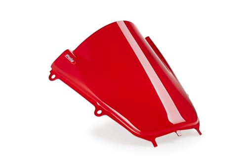 Puig 22284R Z-Racing-Windschild, aerodynamisch und sportlich, aus 3 mm Acryl mit doppelter Hoehe und seitlichen Kanaelen zur Verbesserung von Schutz und Stabilitaet, Rot