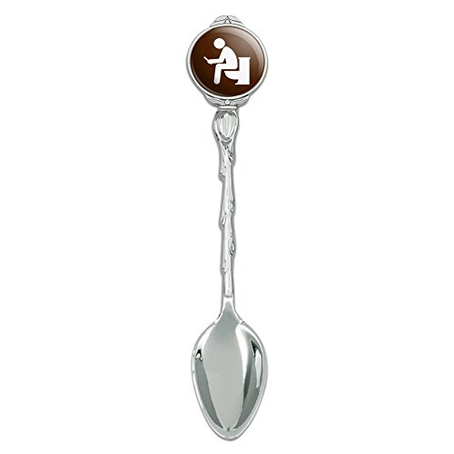 Man Pooping on Toilet Funny Novelty Collectible Demitasse Tea Coffee Spoon