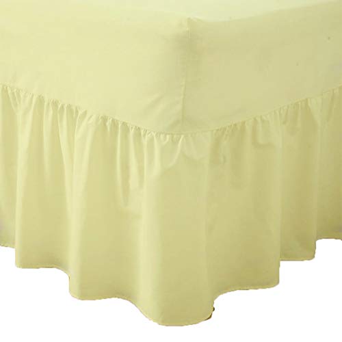 AmigoZone Plain Pollycotton Valance Fitted Sheet Or Pillow Pair Cases (Single, Lemon)