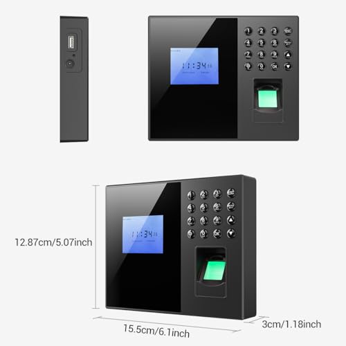 vantisan Checador de Entrada y Salida, Reloj Checador Huella Digital Biométrica, 2.4” Pantalla TFT, Soporta 1000 Huellas Dactilares/500 Tarjetas/500 Contraseñas, con español, exportación Flash USB