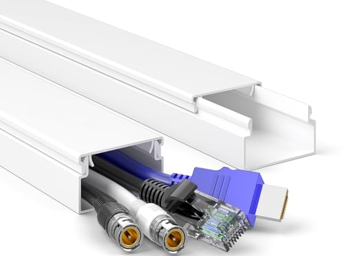 Delamu Cord Hider | 34in Cord Covers for Wires on Wall | Large Cable Hider | Wire Covers for Cords | Wire Hiders for TV on Wall | Paintable Cable Cover Cable Management | W1.18 H0.6in, White