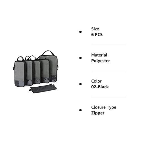 Compression Packing Cubes for Suitcases, BAGSMART 6 Set Travel Organizer Cubes for Travel
