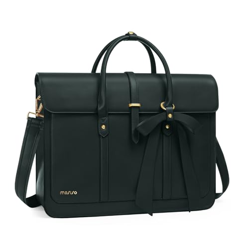 MOSISO Laptoptasche Damen 15,6 Zoll, PU Leder Handtasche Schultasche