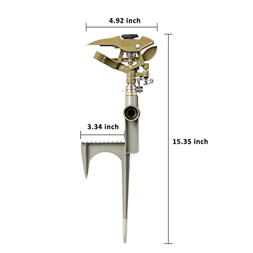 STYDDI Zinc Impact Sprinkler on Step Spike for Soft Ground,Metal Pulsating Sprinkler with