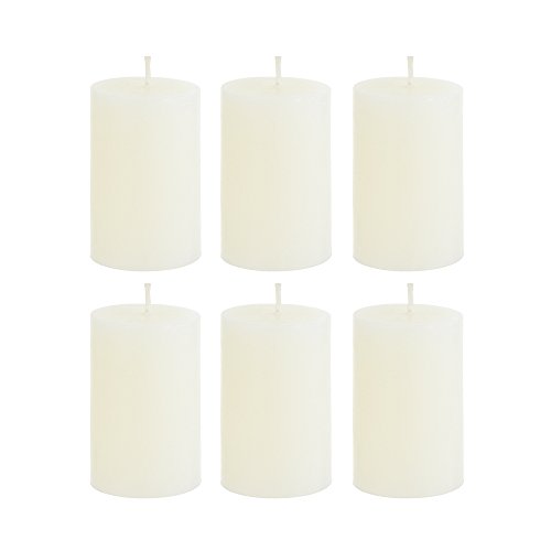 Mega Candles 6 pcs Unscented Ivory Round Pillar Candle | Hand Poured Premium Wax Candles 2