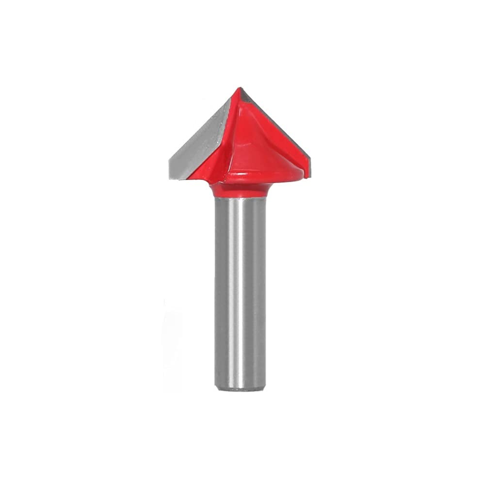 ExcInter 8mm Shank V-Groove Router Bit, 1 Pcs 90° Diameter 22mm 3D V Shape CNC Engraving Cutting Woodworking Cleaning Milling Router Bit — image 1