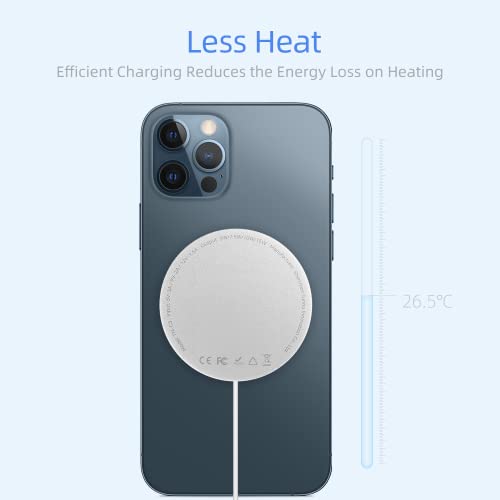 Magnetic Wireless Charger Fast Charging Pad: USB C Ultra Slim with Cable - Compatible with Apple MagSafe Devices - iPhone 13/12/Pro/Pro Max/Mini Airpods Pro - Qi Enabled Devices - Samsung Galaxy Note