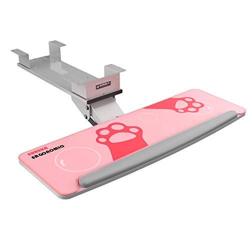 Height Adjustable Keyboard Tray Under Desk, Tilting and Swiveling