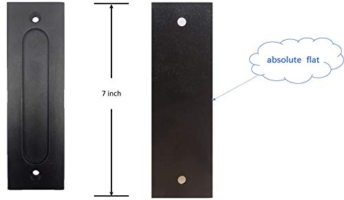 Fpz 7 inch Black Flush Pull Handle for Sliding Doors-Heavy Duty Modern Simple Invisible Flush Pull Handle for Gates Garages Sheds Barn Door, Pocket Door with Flat Bottom Easy to Install