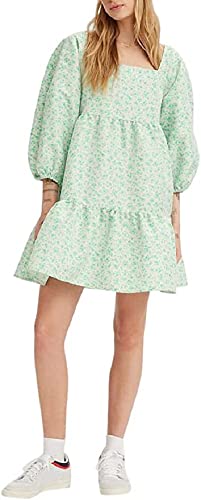 Levi's Women's Dolci Baby Doll Dress, (New) Odessa Floral Electric Green, Large