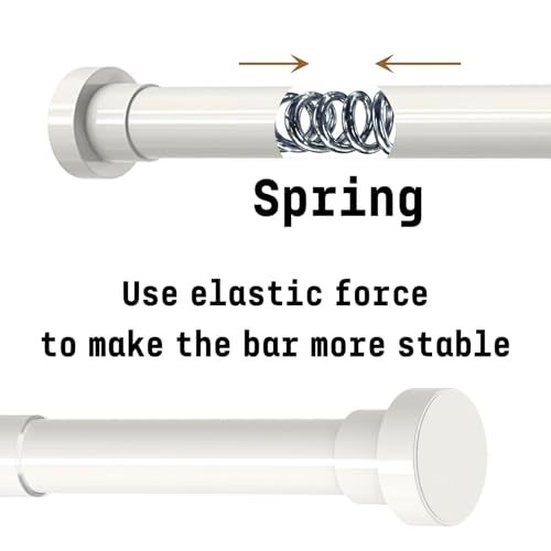 Pressure Curtain Pole for Curtain without Drilling Extendible for Bathroom Shower Room Curtains, Length 85 - 180 cm, Diameter 25 mm, White