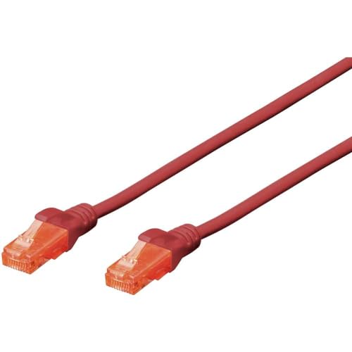 DIGITUS LAN Kabel Cat 6 - 1m - CCA Netzwerkkabel Mit RJ45 - U/UTP Ungeschirmt - Kompatibel zu Cat-6A & Cat-5e - Rot