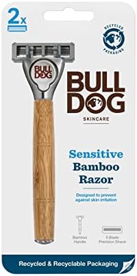 BULLDOG SKINCARE - Sensitive Bamboo Razor Smooth Glide Razor Handle + 2 Blade Refills