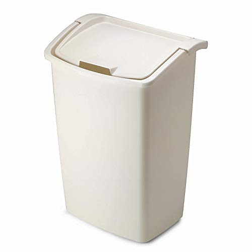 Rubbermaid FG280300BISQU DualAction Swing Lid Trash Can for Home