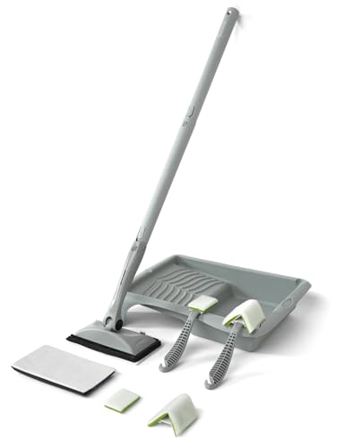 ROLLINGDOG Paint Pad Set 9 PC with Extendable Extension Pole,Adjustable 7" Paint Pad, Corner, Detail Pad and Refills, Perfect for Cutting in at High Ceilings and Walls, No Spatter, Smooth Surface