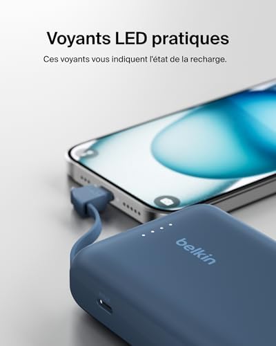 BoostCharge Batterie Externe 10 000 mAh avec Câble USB-C - Bleu