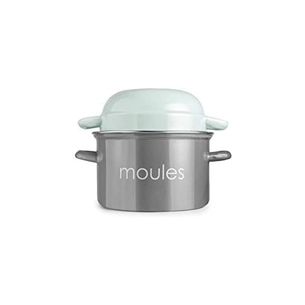 IBILI Mussels Pot, Mint, 18 cm, Enamelled Steel, Suitable for Induction Hobs