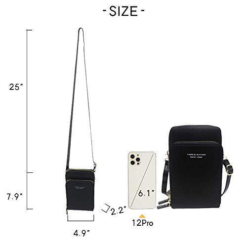 OSTKAKA Small Crossbody Phone Bag，Mobile Phone Bags for Women，Wristlet Wallet with Cell Phone Holder (A-Black)