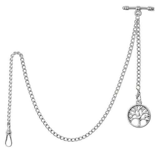 DerMacht Single Albert Pocket Watch Chain with T-Bar Gold