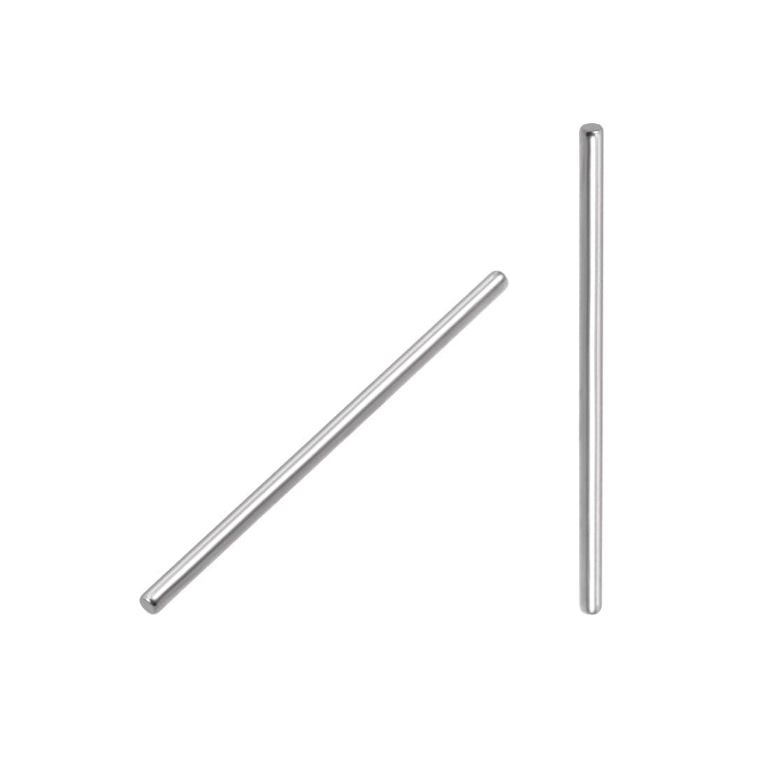TOP-VIGOR 100Pcs 2mm x 45mm Dowel Pins Shelf Support Pegs, 304 Stainless Steel Cylindrical Shelf Support Pin Fasten Elements Silver Tone