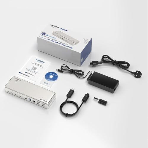 WAVLINK Thunderbolt 4 Docking Station 15-in-1, 96W PD, Single 8K/Quad 4K Display Docking Station with 2 DP/2 HDMI, 4 Thunderbolt 4 Ports, 4 x USB A, 2.5 GbE, SD, Audio/Mic, Compatible with MacBook Pro