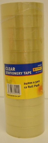 12 ROLLS CLEAR STATIONARY TAPE 24MM X 50MM APPROX