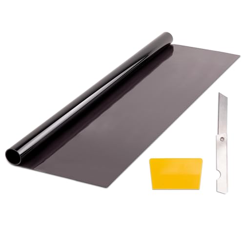 +PWR Car Parts Approved Black Solar Film 70 x 300 cm. Protects the Interior of the Car from the Suns Rays. Absolute Adhesion without Suction Cups Vinyl.