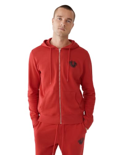 True Religion Men's Core Zip Up Hoodie, True Red, M