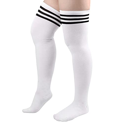 YELAIVP Plus Size Thigh High Socks Extra Large Stripe Over Knee High