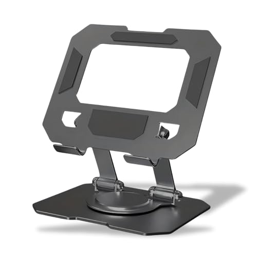 Suporte para Tablet em Metal Resistente Articulado Dobrável Base Rotativa 360º Ajustável Antiderrapante Estável e Portátil Compatível com Dispositivos de 4” a 13” polegadas (Preto)