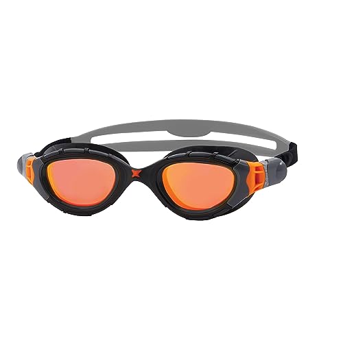 Zoggs Predator Flex Adult Swimming Goggles | Titanium Mirror Lens, Anti-Fog, UV Protection, Quick-Adjust Strap, Curved 180° Vision | Pool and Open Water