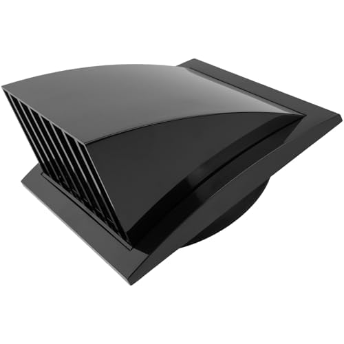 Vent Systems Black Ø150 mm / 6" Inch Exhaust Vent Cover - Dryer Vent Hood - Louvered Dryer Cover - Vent Hood Cap - One-Direction Plastic Air Supply Grille - Non Return Valve - Outlet Cowl Air Vent