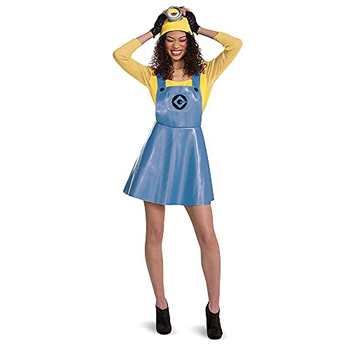Disguise Women Minion Costume for Women, Official Minions Stuart Outfit with Skirt Goggles and Hat