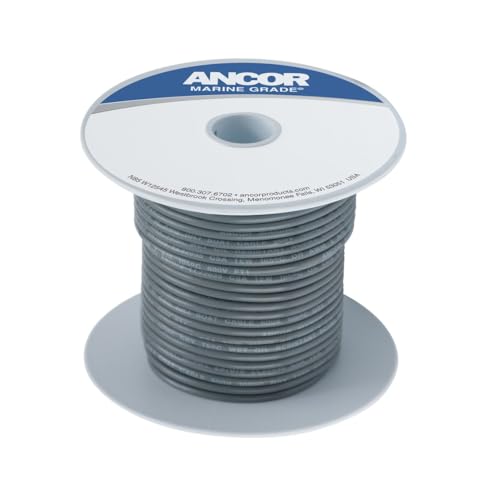 Ancor 104410 Marine Grade Electrical Primary Tinned Copper Boat Wiring (14-Gauge, Grey, 100-Feet)