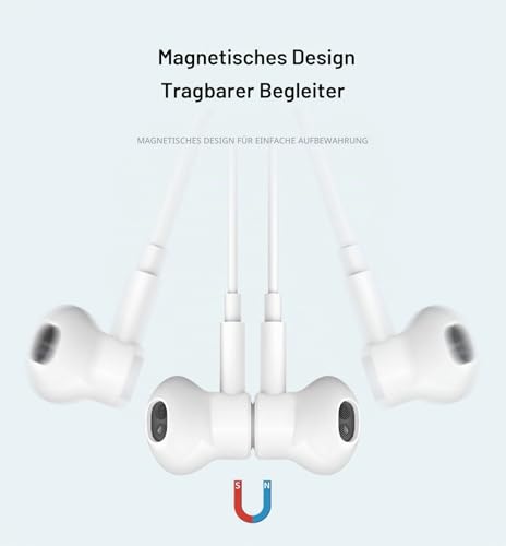 3.5 mm Magnetic In-Ear Headphones with Cable, Microphone and Volume Control for iPhone, iPod, iPad, MP3, Huawei, Samsung, Lightweight