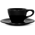 notNeutral LINO Porcelain Cup & Saucer (Black, Small Latte, 2)