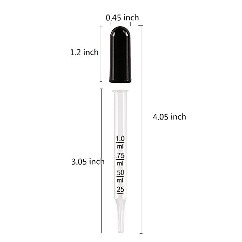 Medicine Dropper 1ml, Teenitor StraightTip Calibrated Glass Medicine Dropper, Glass Dropper